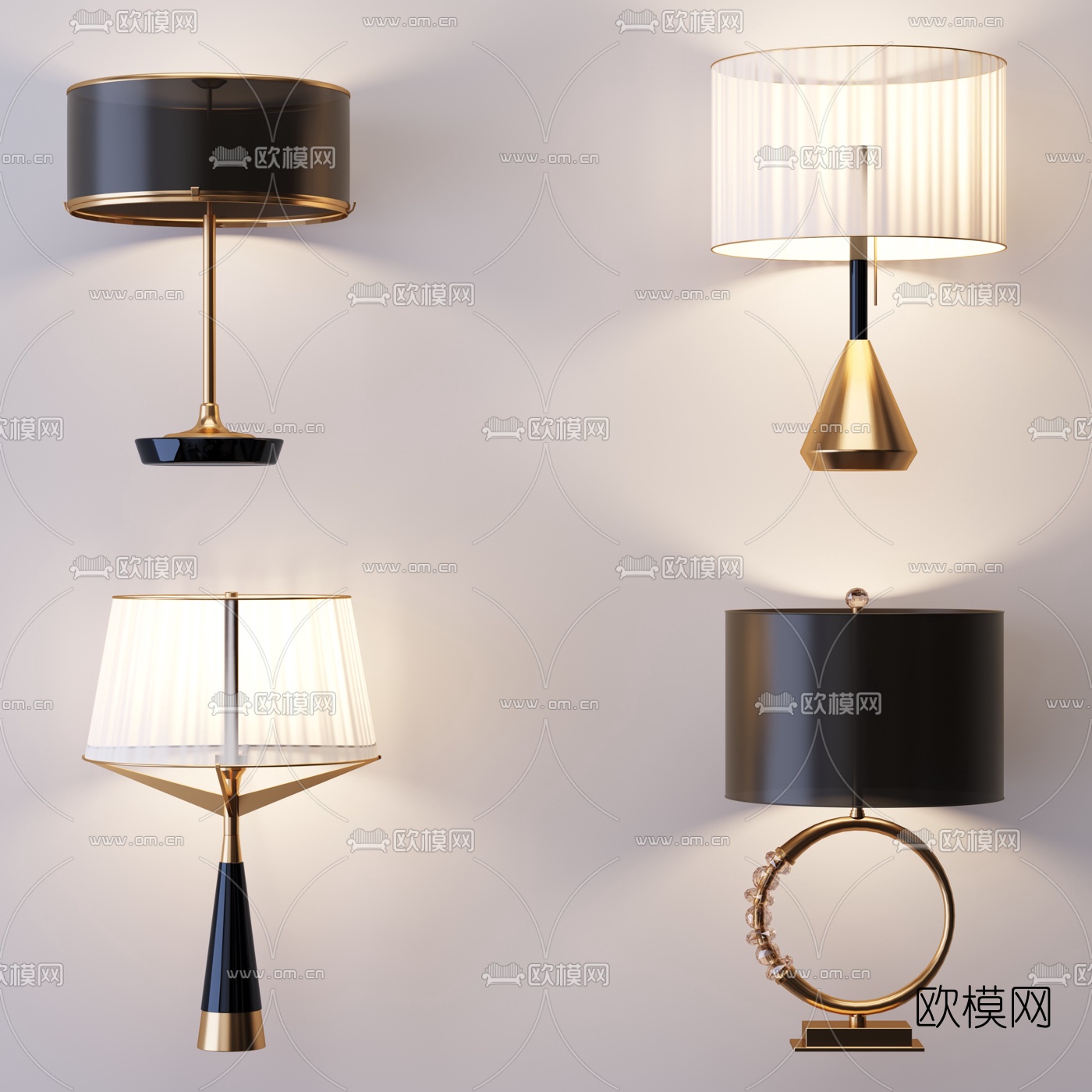 现代金属台灯3d模型下载