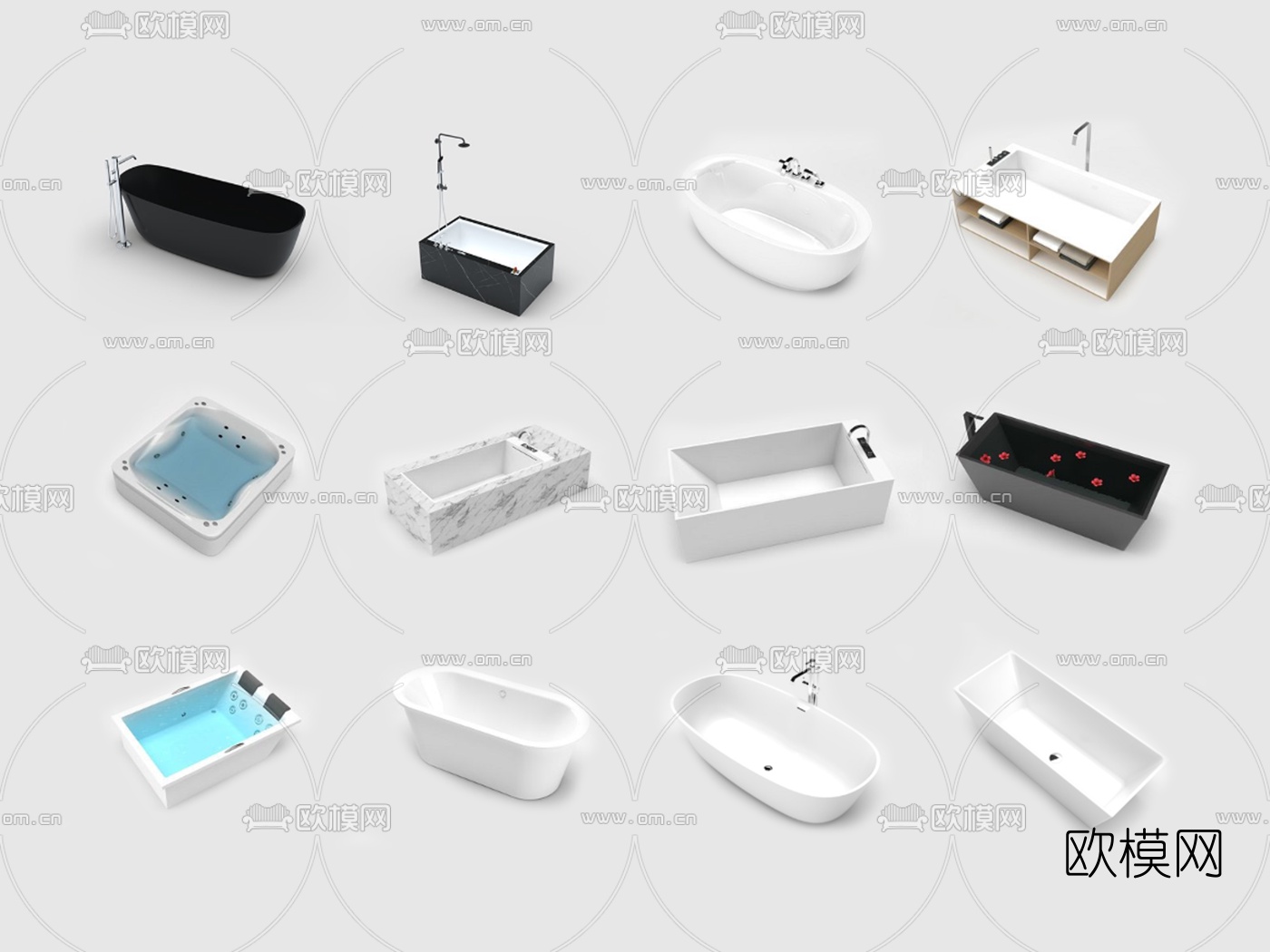 现代陶瓷浴缸su模型下载