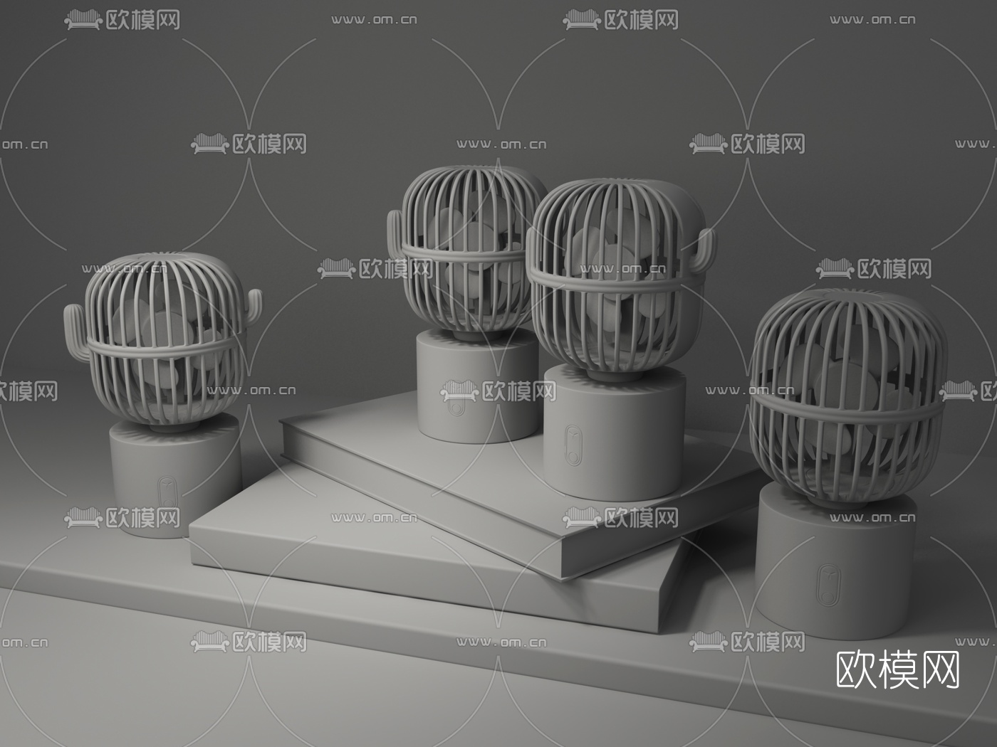 北欧仙人掌摇头小风扇3d模型