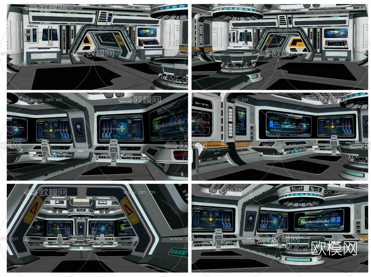 现代宇宙飞船监控室su模型下载（渲染图1）