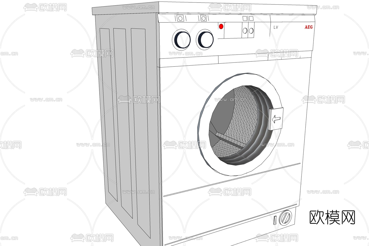 现代洗衣机免费su模型下载