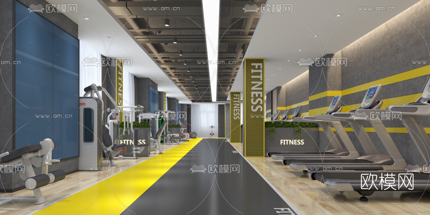 工业风健身房3d模型下载（渲染图4）