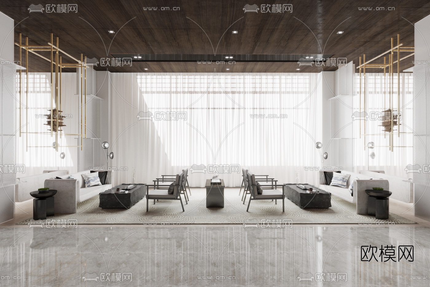 现代售楼处洽谈区3d模型-免费3dmax模型库-欧模网