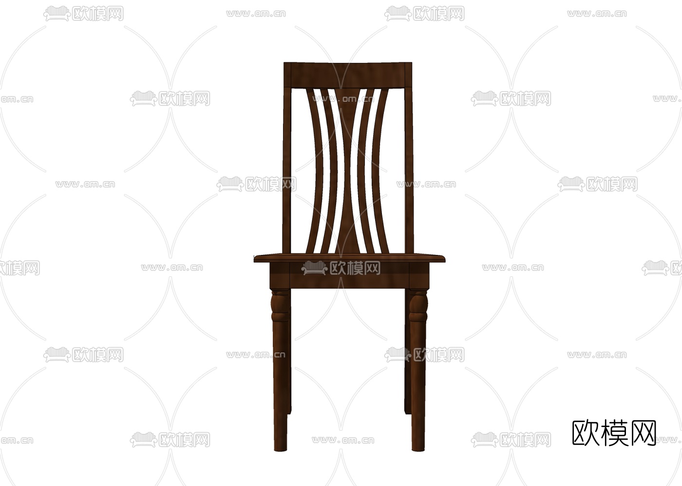 美式实木单椅免费su模型下载