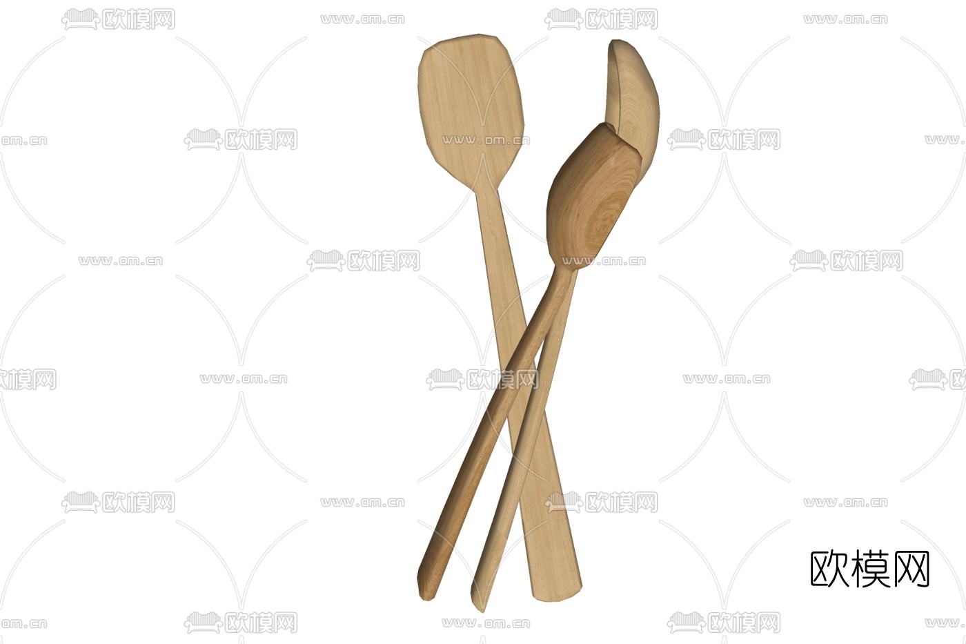 现代实木勺子免费su模型下载