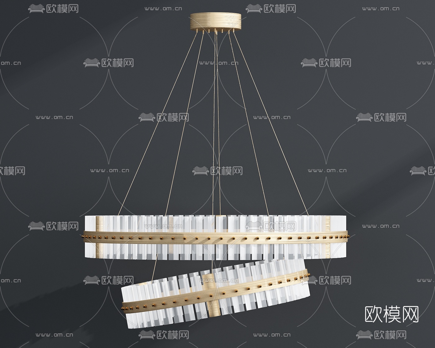 现代轻奢创意水晶吊灯3d模型下载（渲染图2）
