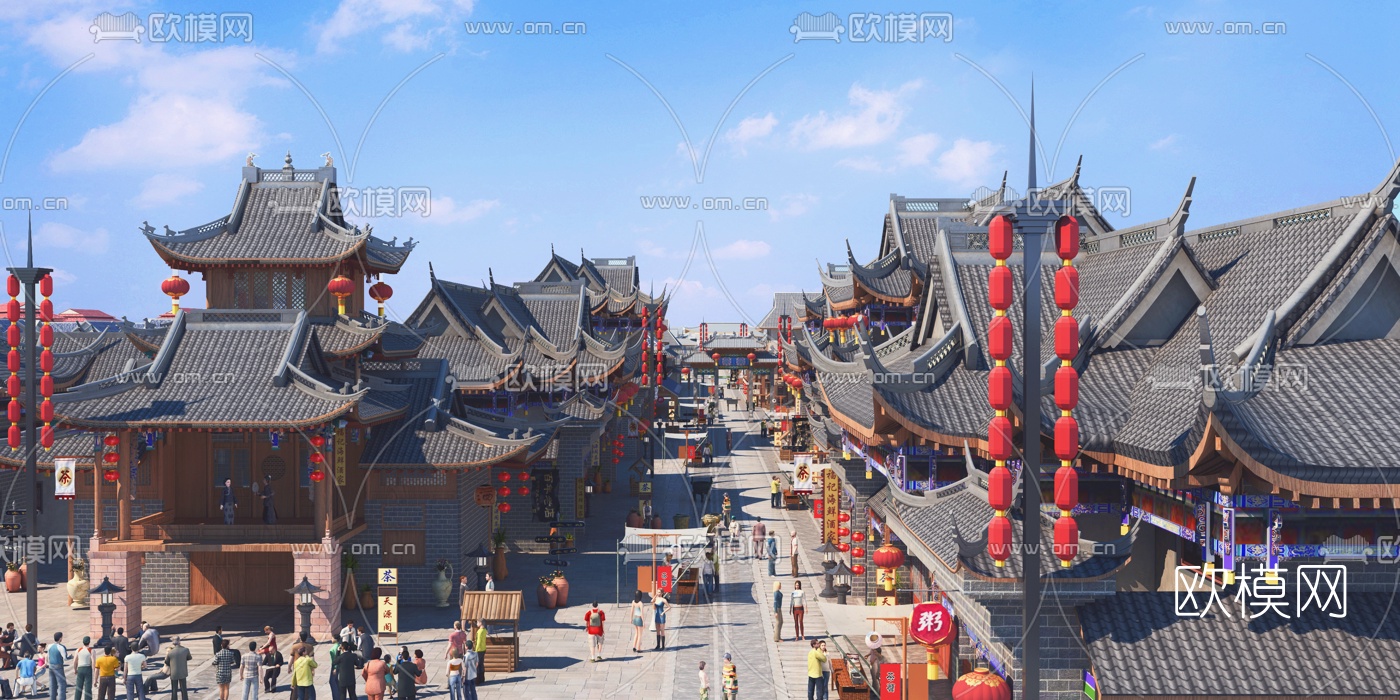 中式古建商业街3d模型