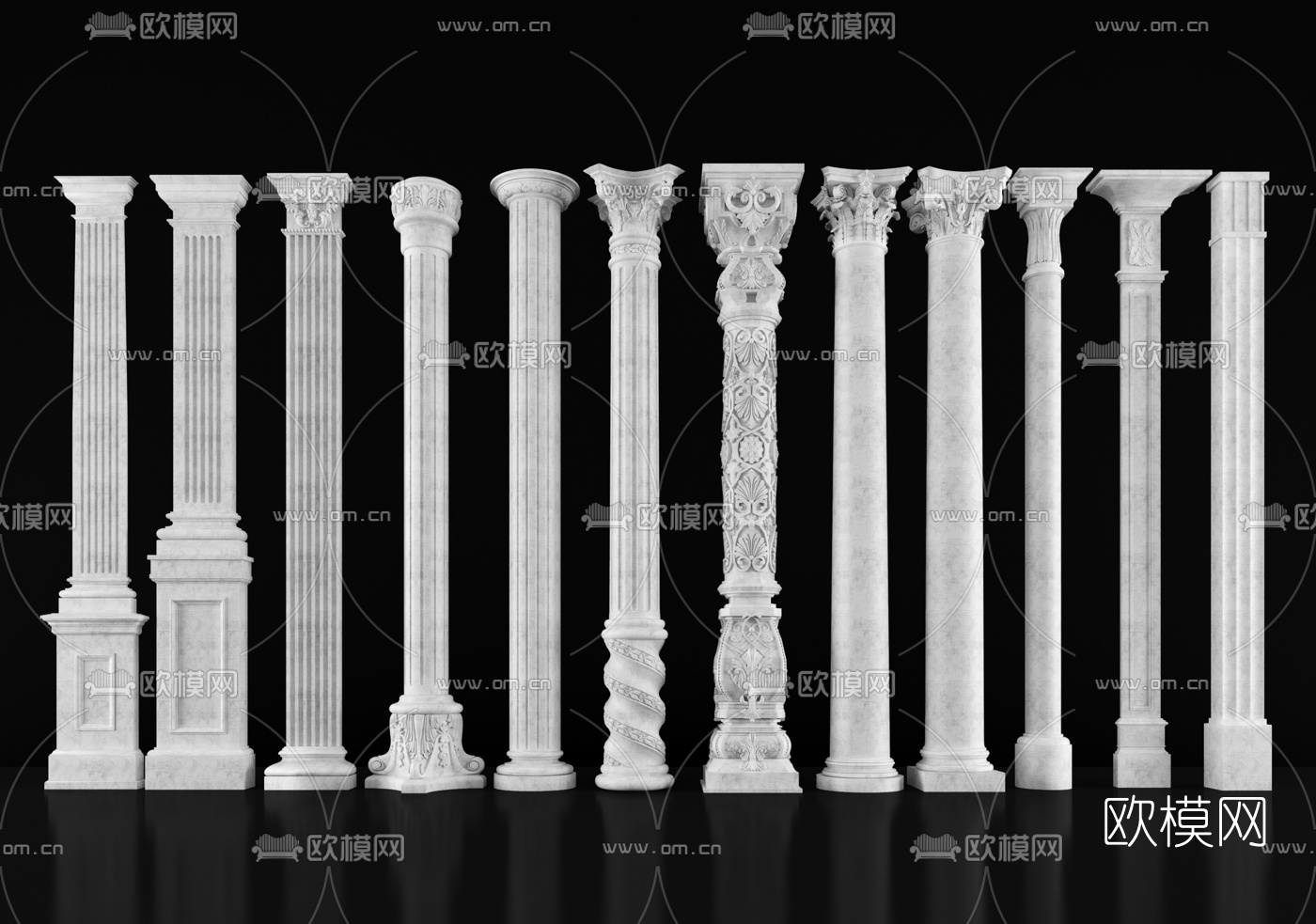 欧式罗马柱组合3d模型