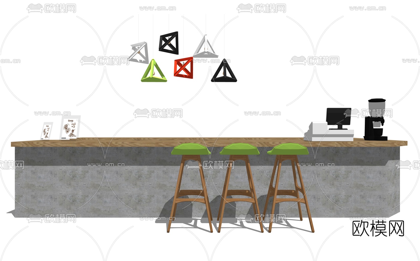 北欧吧台收银台su模型下载（渲染图1）
