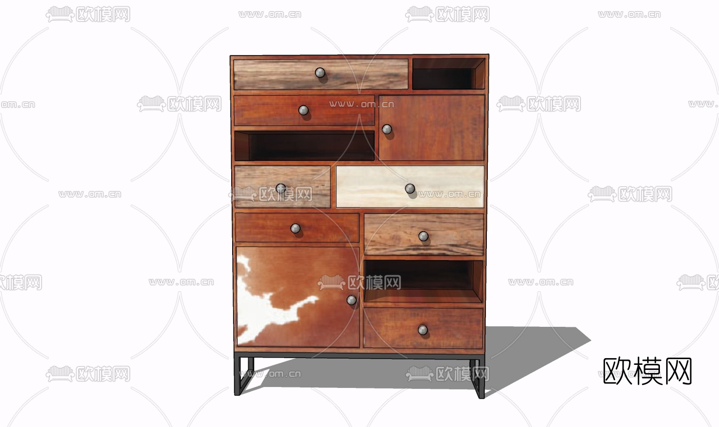 现代实木斗柜免费su模型下载
