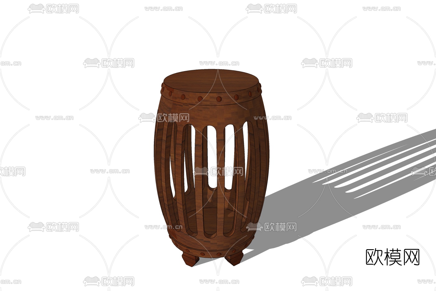 中式实木圆凳免费su模型下载
