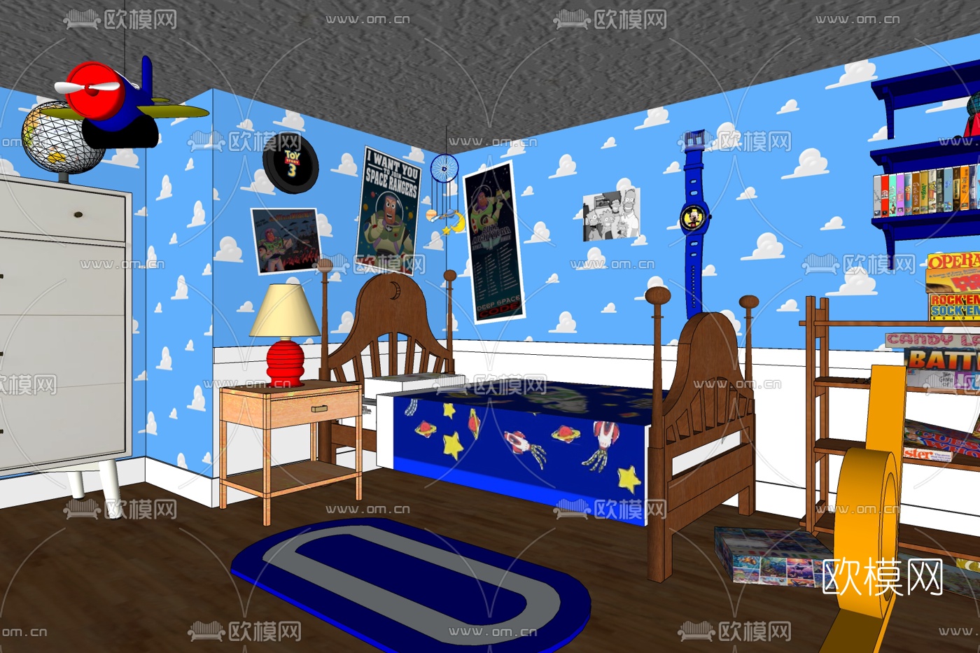 北欧儿童房免费su模型