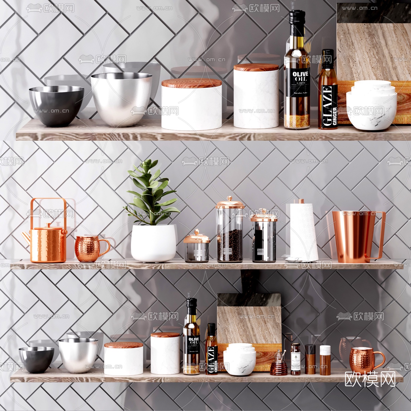 现代调料厨卫用品餐具3d模型下载