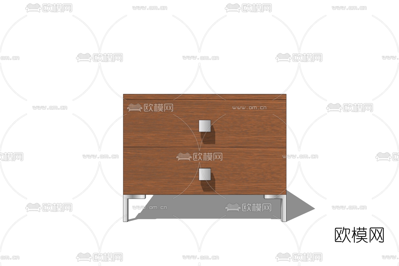 现代实木床头柜免费su模型下载