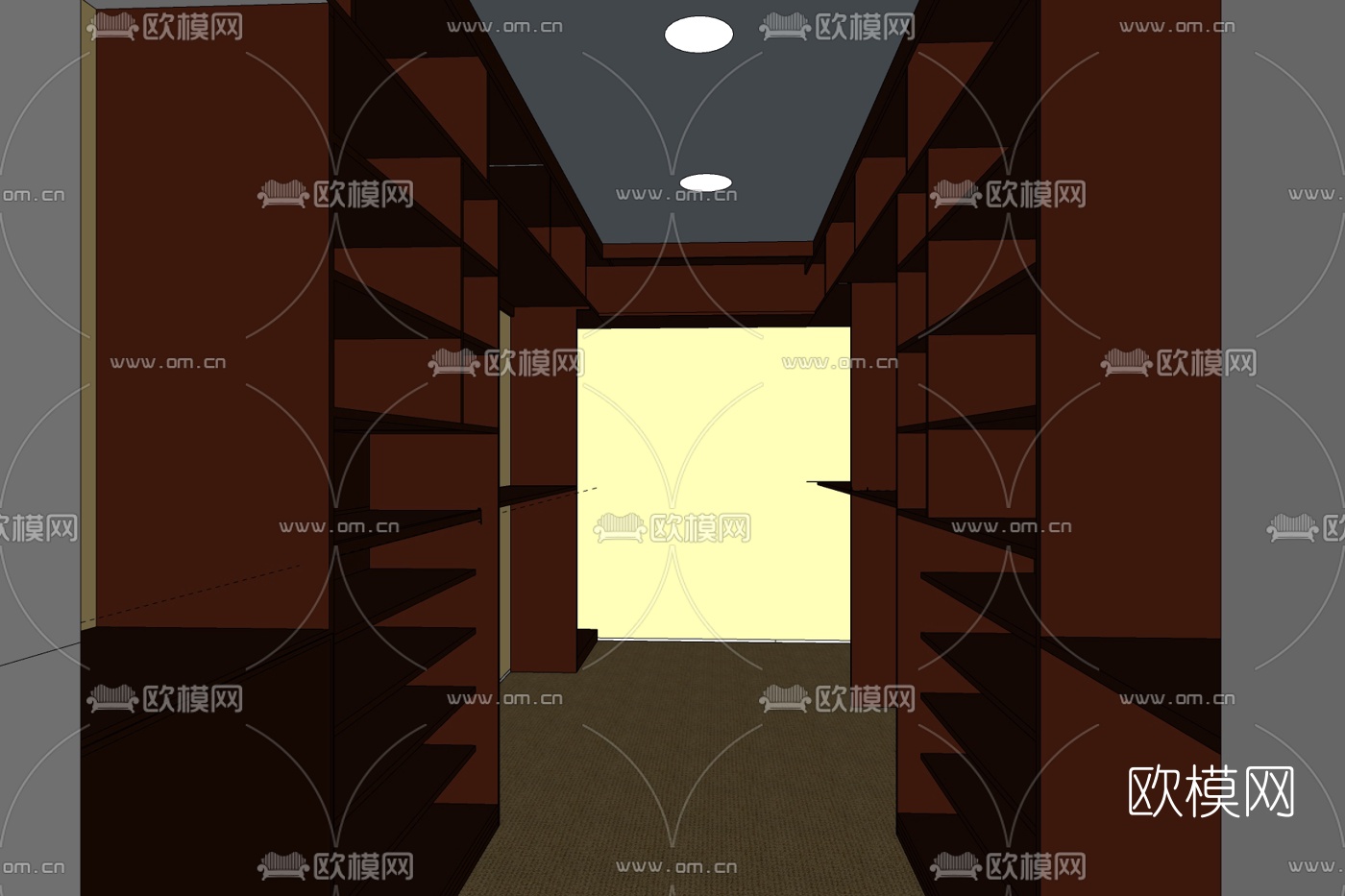 现代实木衣柜免费su模型下载