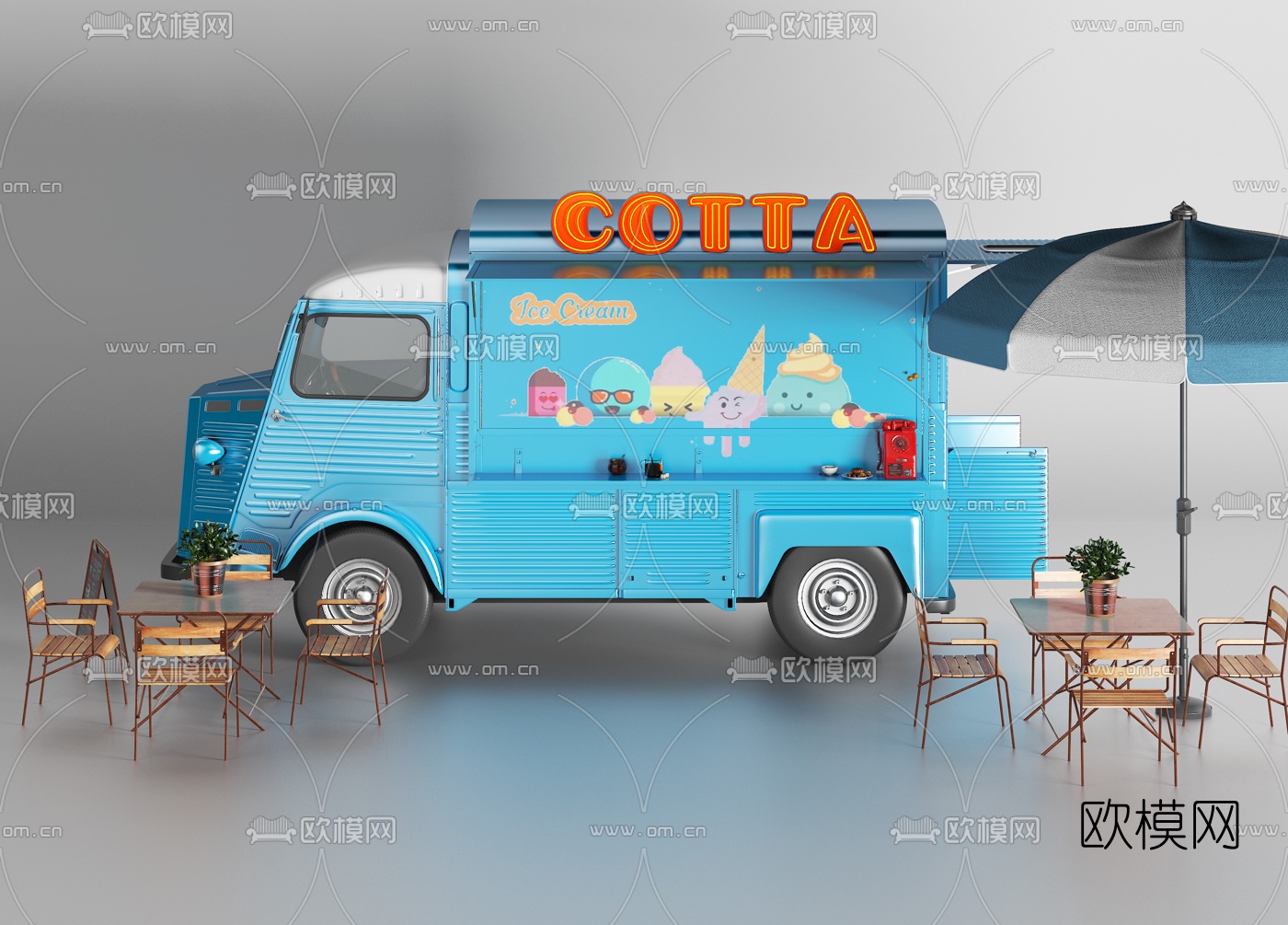北欧摊位档口流动售货车3d模型