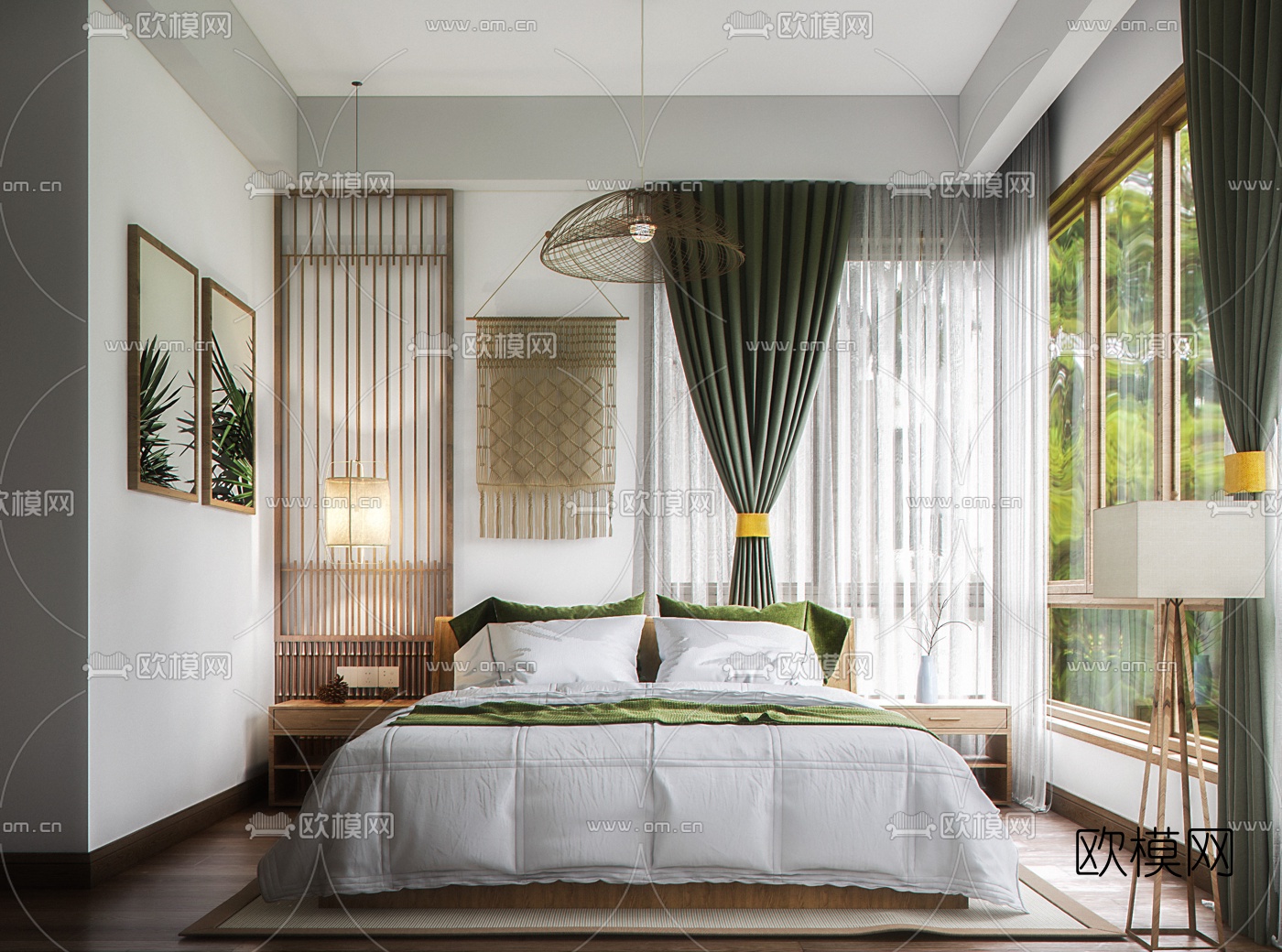 现代民宿卧室3d模型