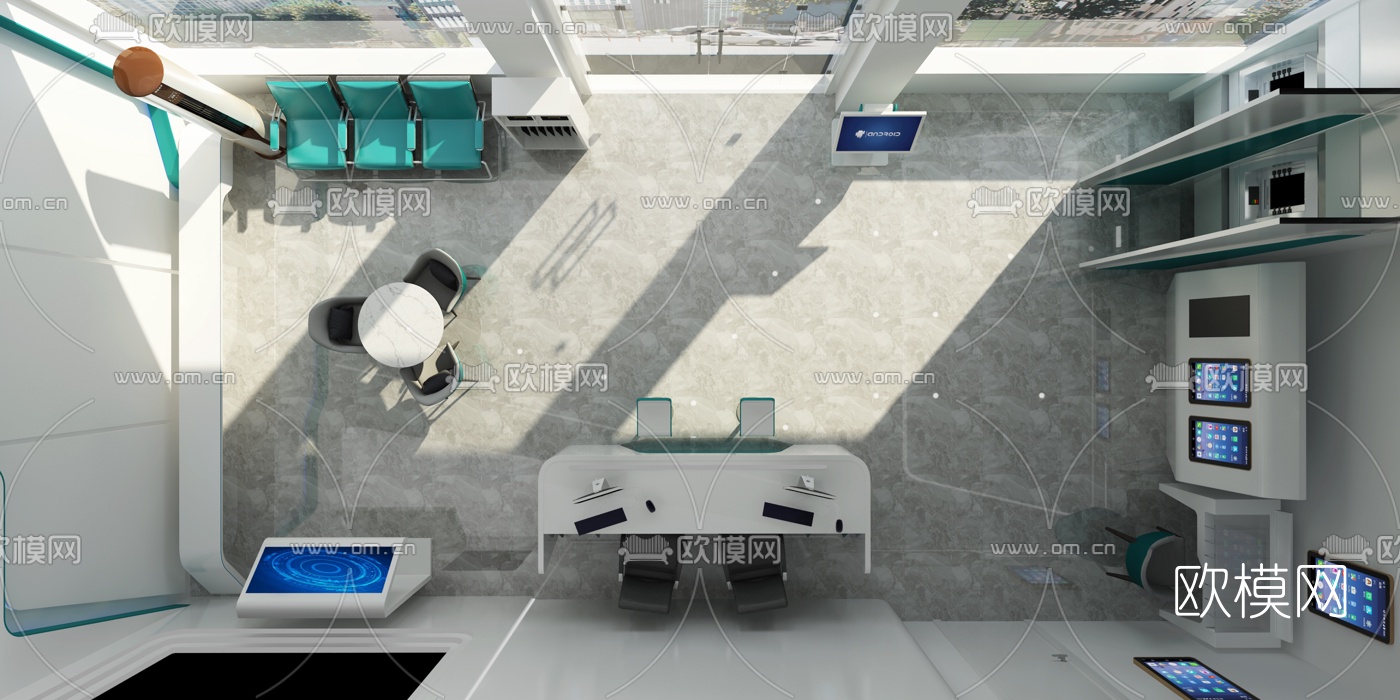 现代国家电网接待区3d模型下载（渲染图2）