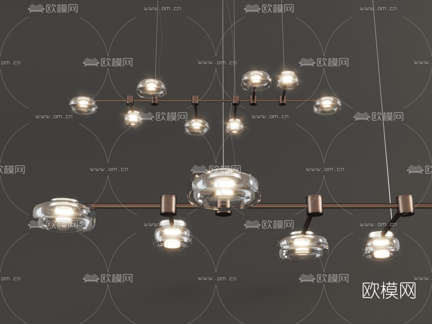 现代餐厅金属吊灯3d模型