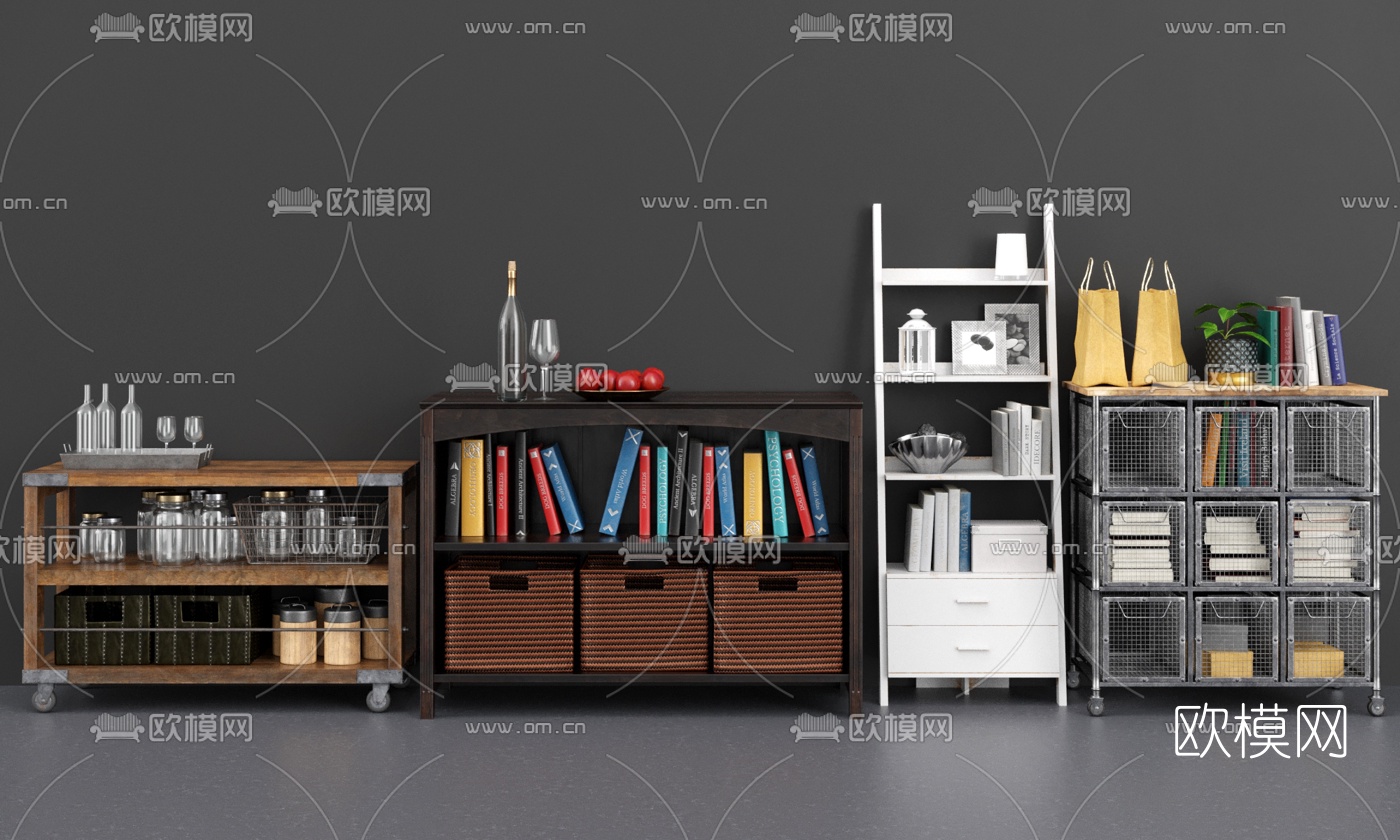 工业风储物柜餐边柜3d模型下载