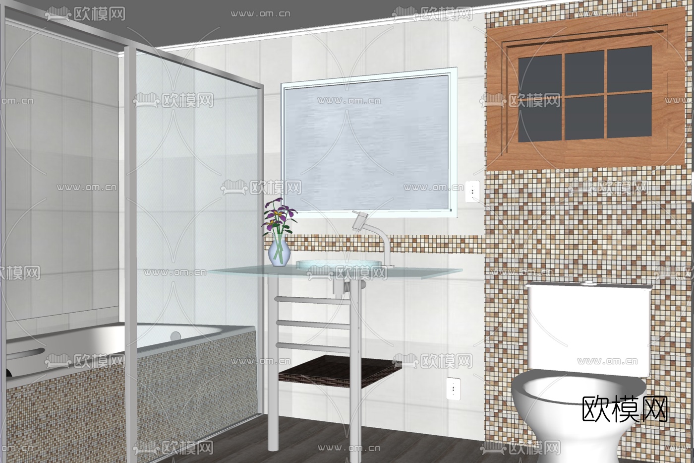现代卫生间浴室免费su模型下载