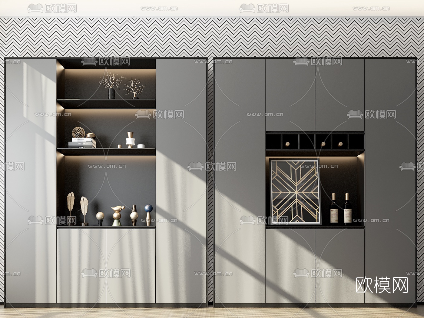 现代陈列柜装饰柜3d模型下载