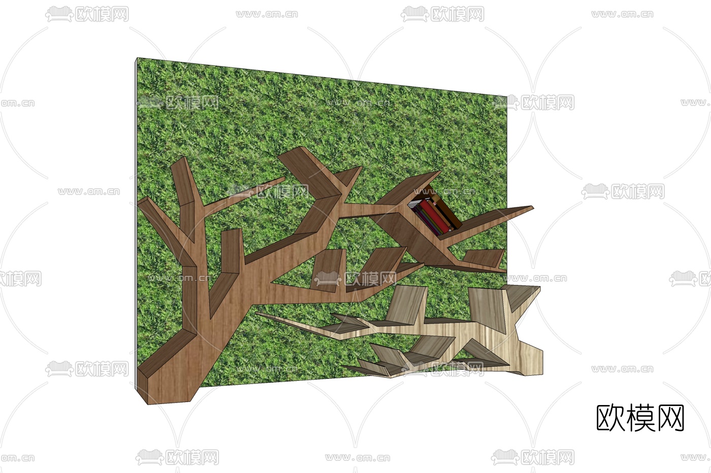 现代实木壁柜免费su模型下载