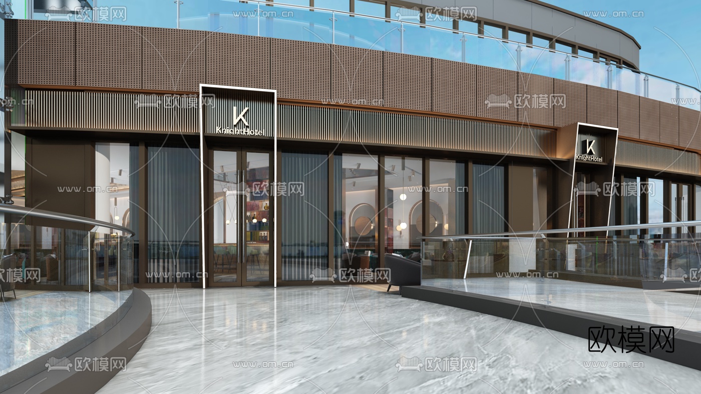 现代网红酒店大堂3d模型下载（渲染图7）