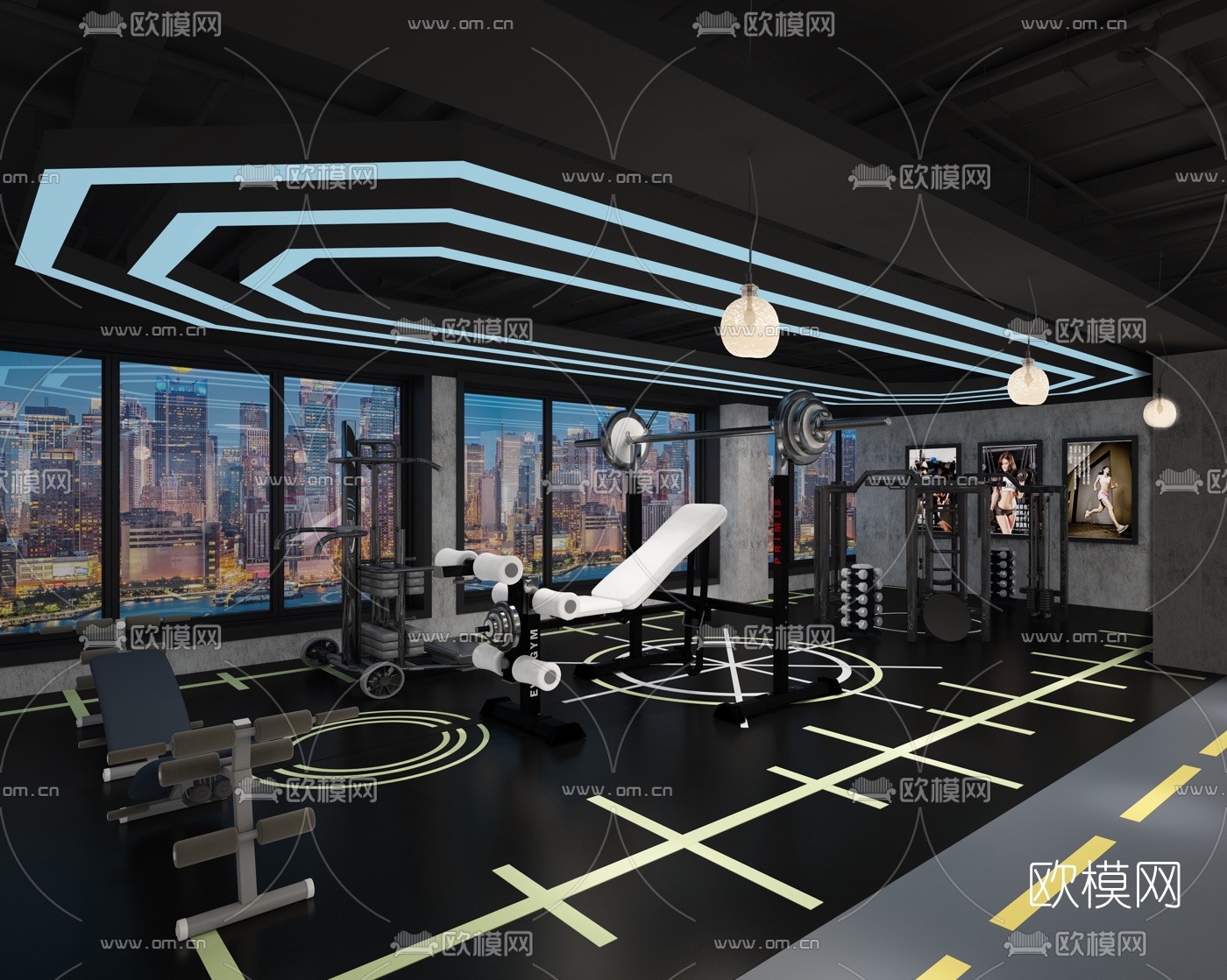 现代健身房3d模型下载（渲染图4）