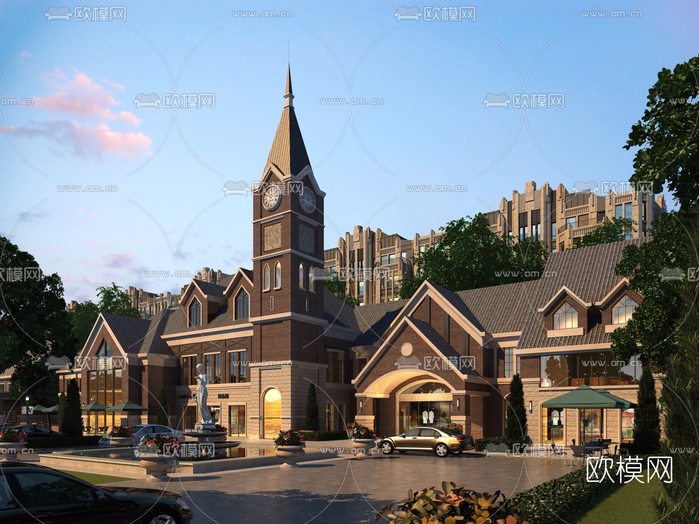 欧式商业街3d模型下载