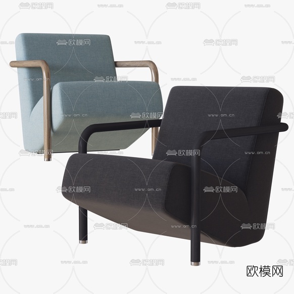 现代皮革休闲椅3d模型下载(渲染图2)