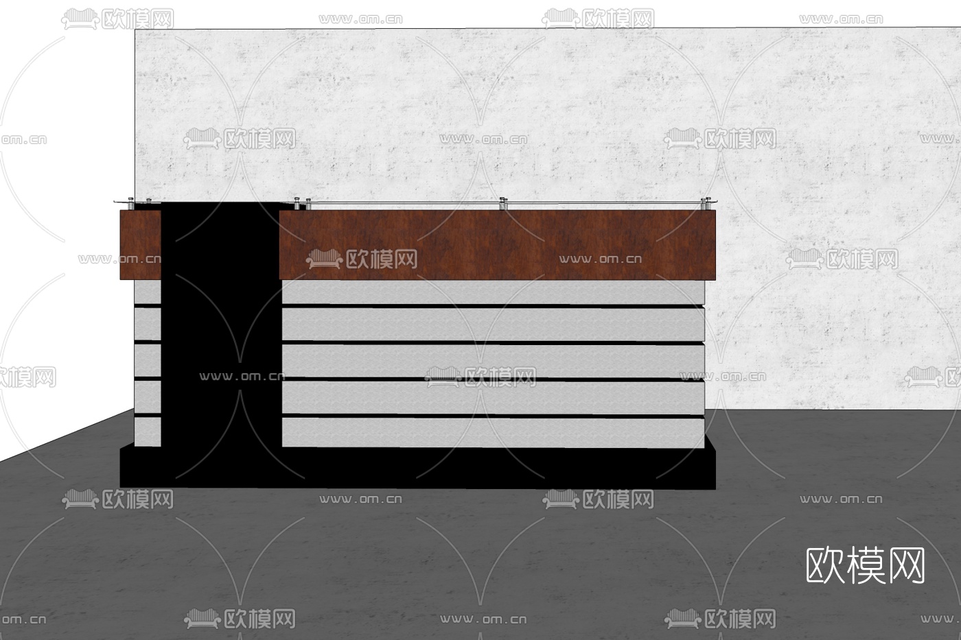 现代实木接待台免费su模型下载