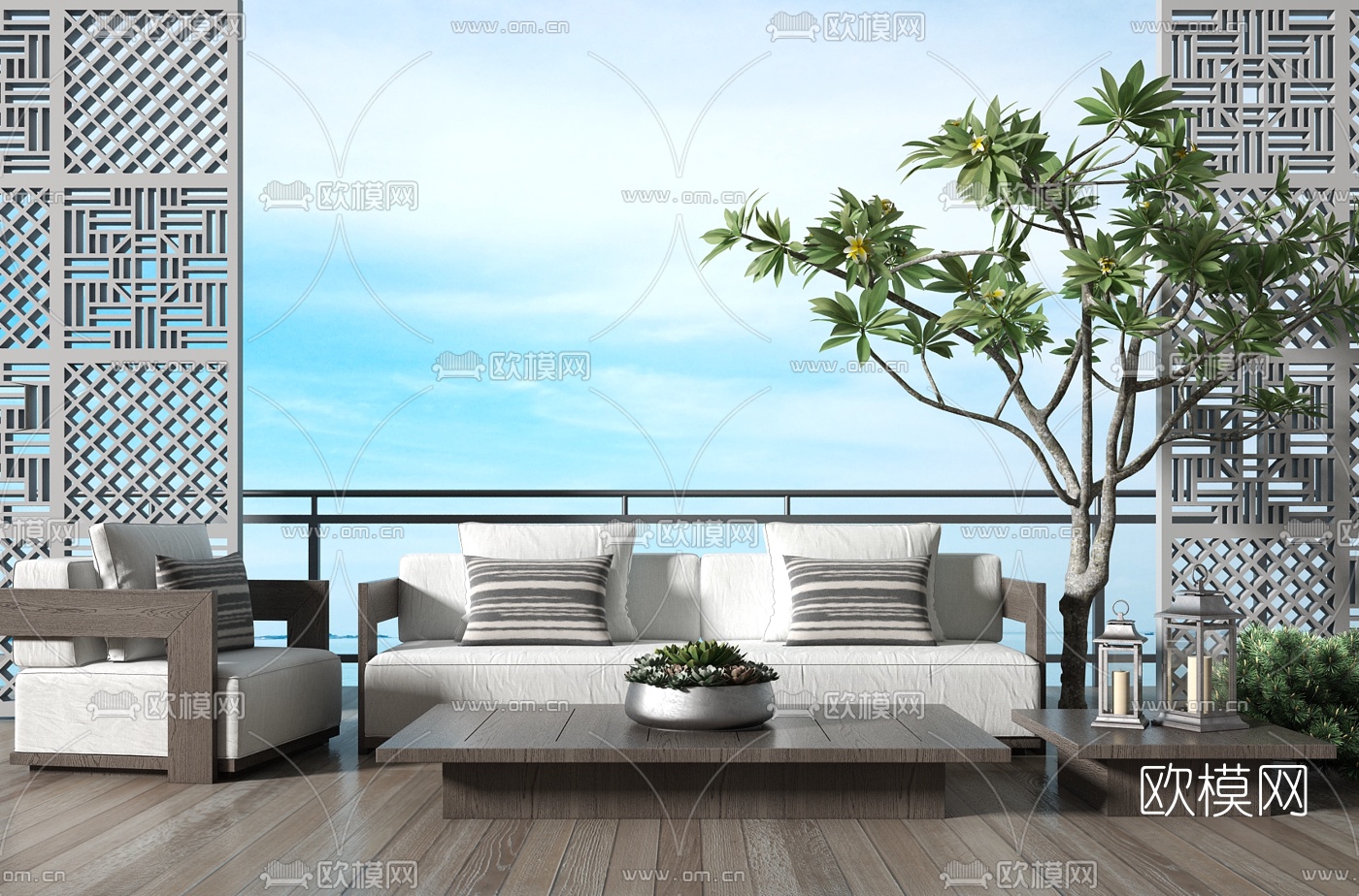 现代户外沙发组合3d模型