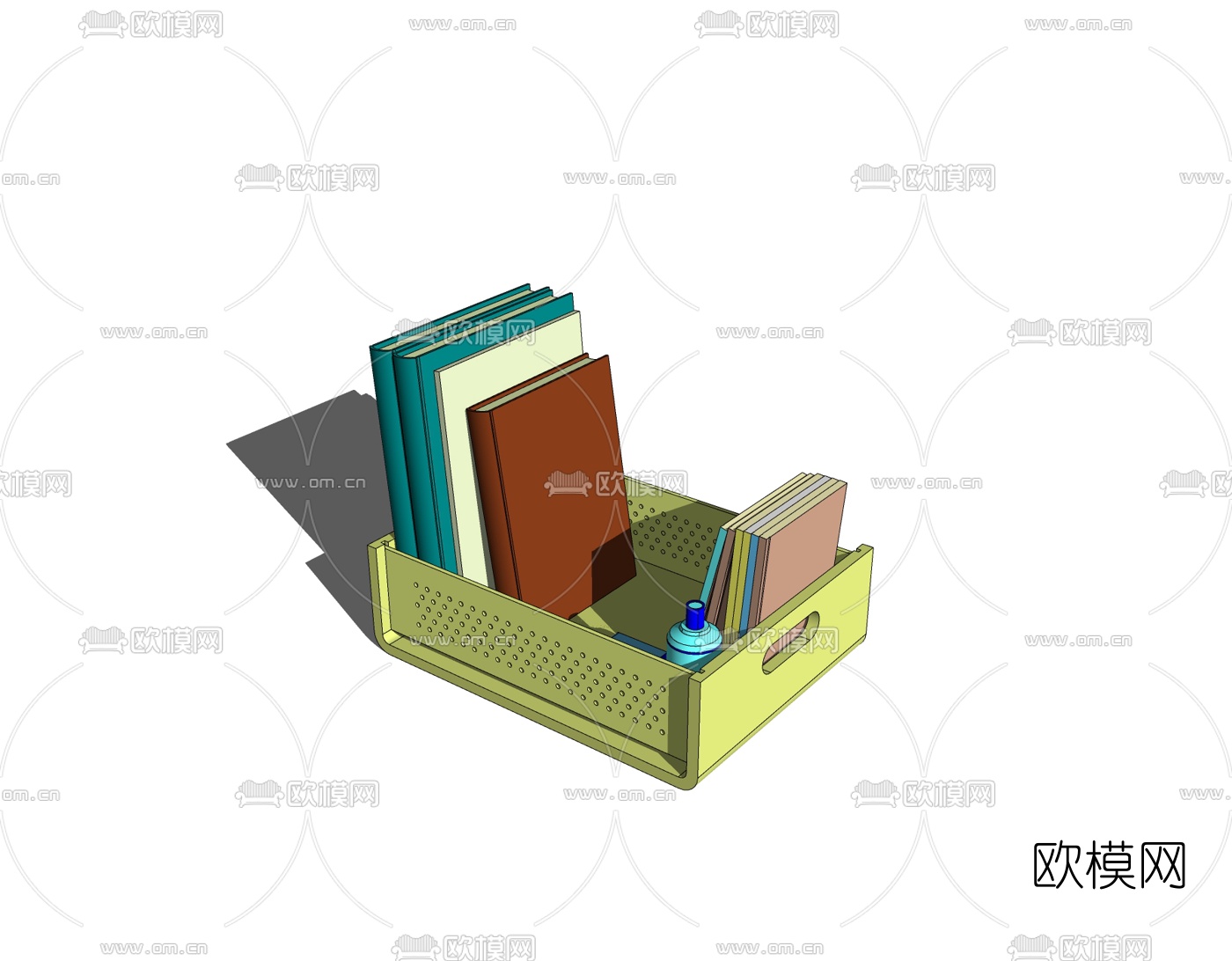 现代书籍文具组合免费su模型下载