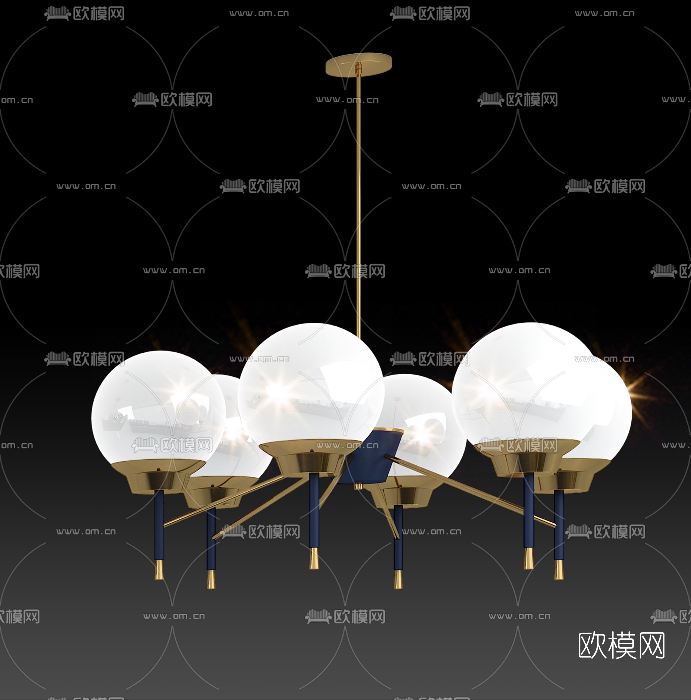 现代金属多头吊灯3d模型