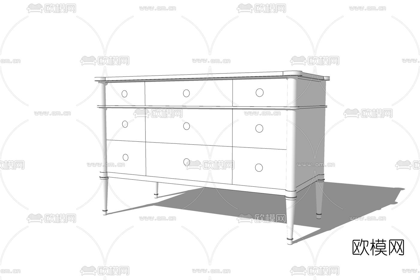 简欧储物柜免费su模型下载
