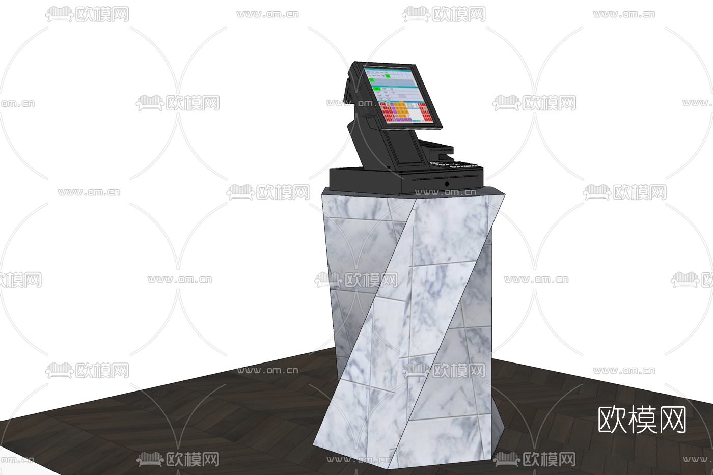 现代超市收银机免费su模型