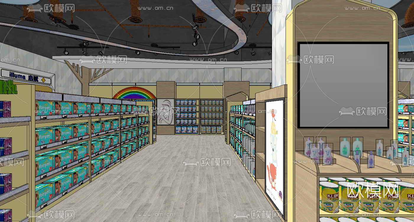 现代母婴专卖店su模型下载（渲染图5）
