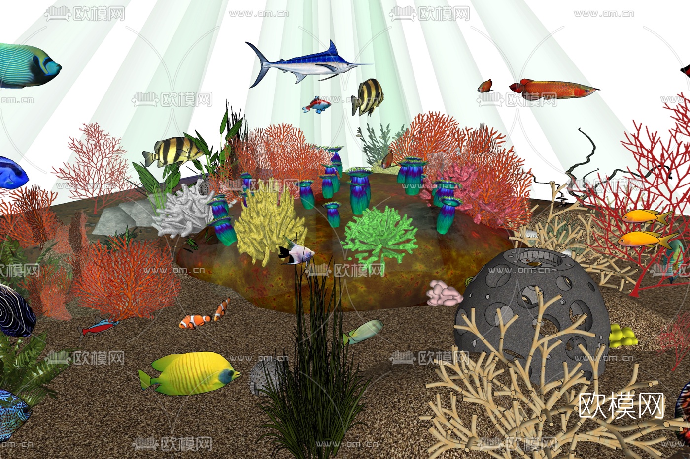 现代水族馆免费su模型下载