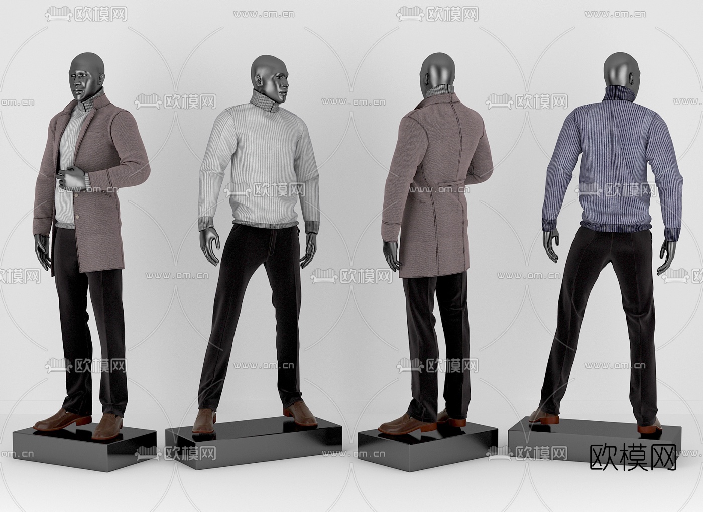 现代男士服装模特3d模型下载