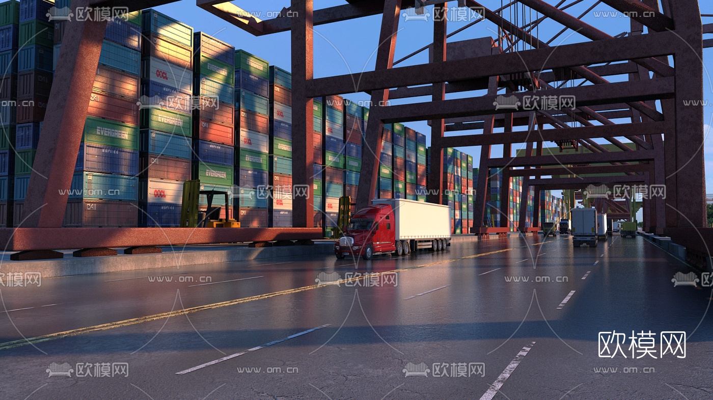 现代港口码头道路3d模型