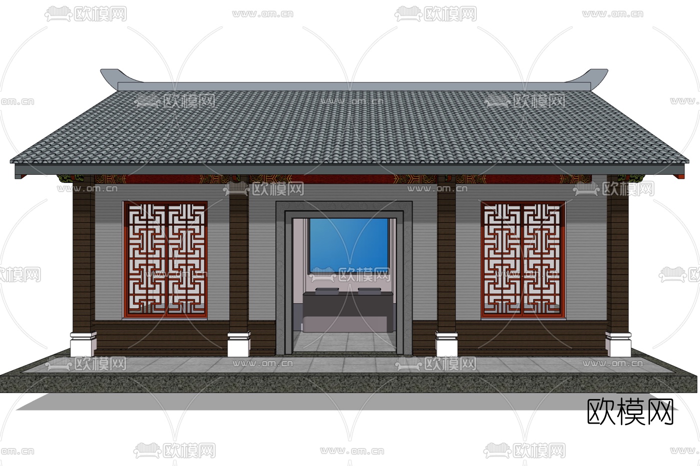 中式古建民房免费su模型下载