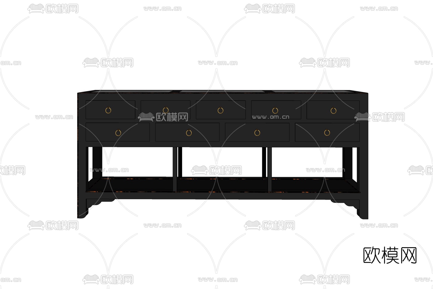 现代实木边柜免费su模型下载