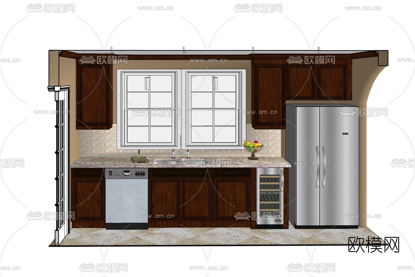 美式厨房免费su模型下载