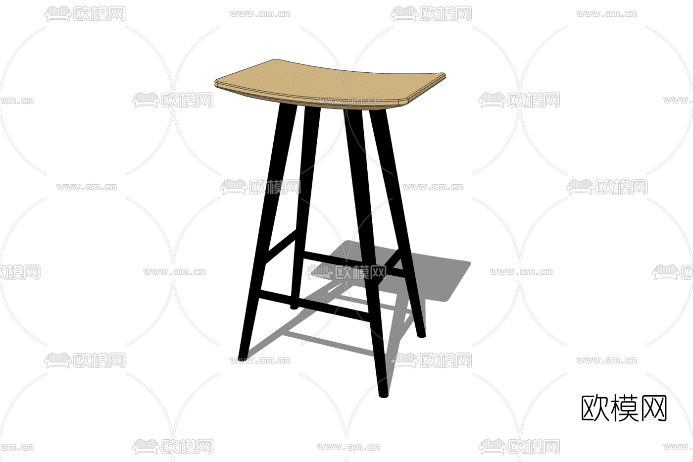 现代实木吧台椅免费su模型下载