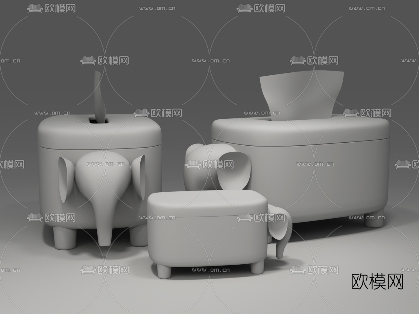 现代纸巾盒棉签盒3d模型