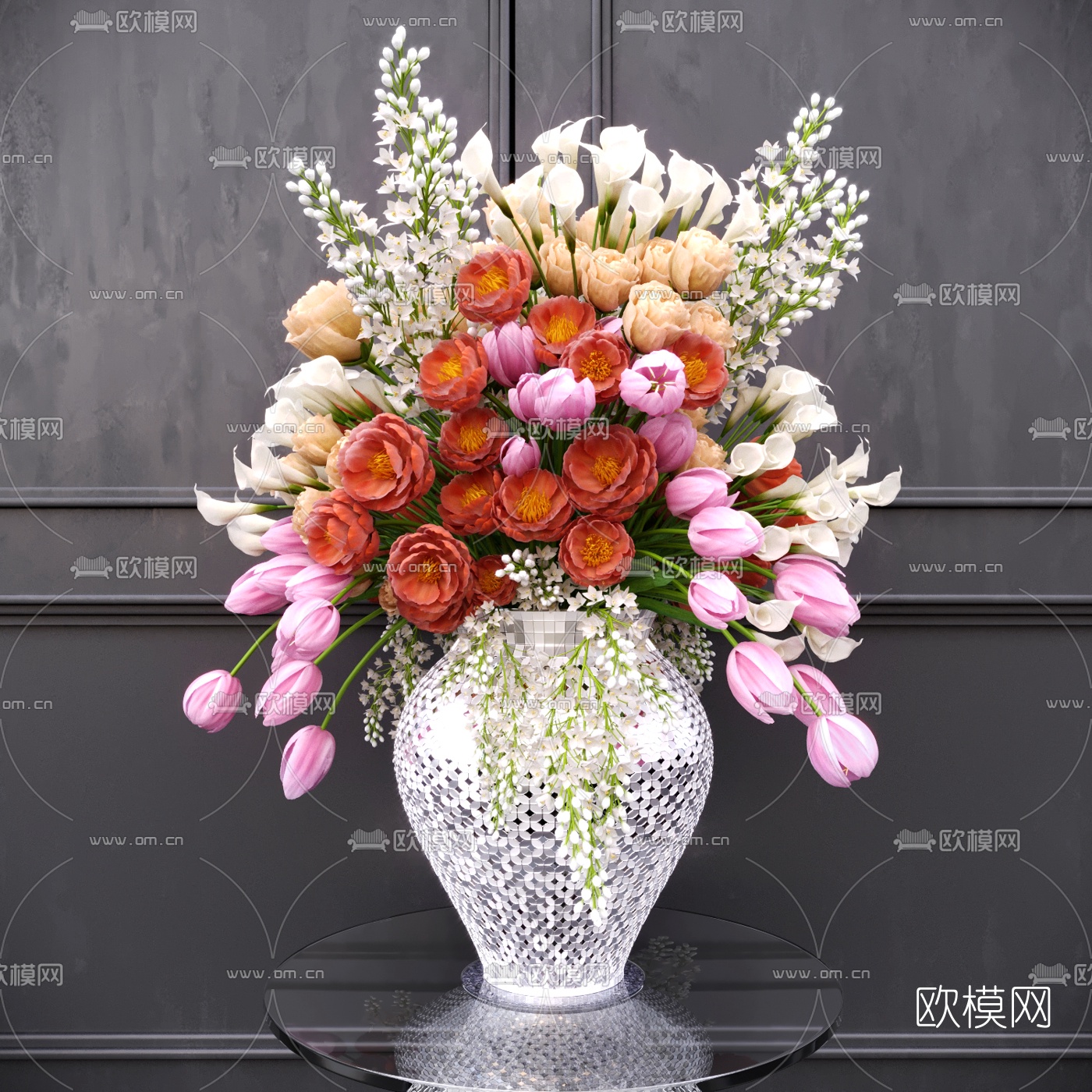 现代花瓶花卉3d模型