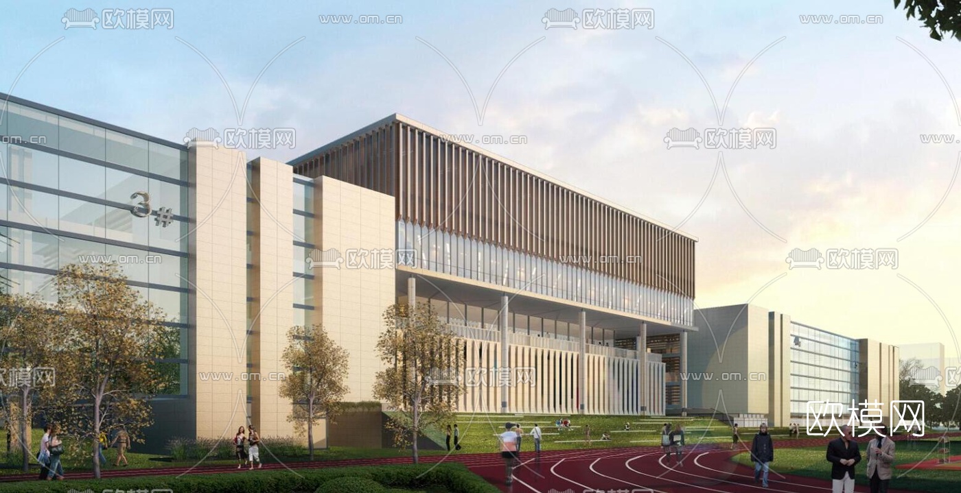 现代学校规划su模型下载（渲染图3）