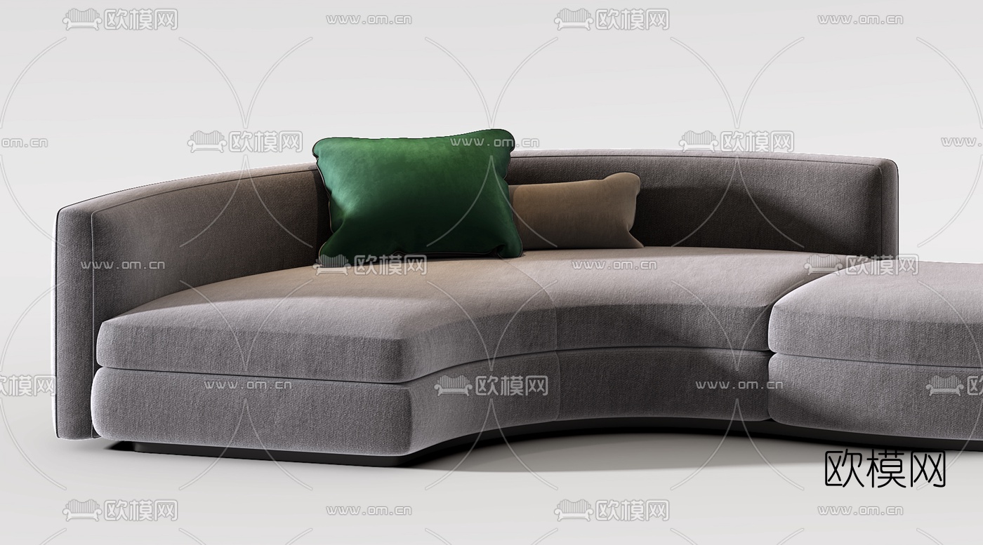 现代布艺弧形休闲沙发3d模型下载（渲染图2）