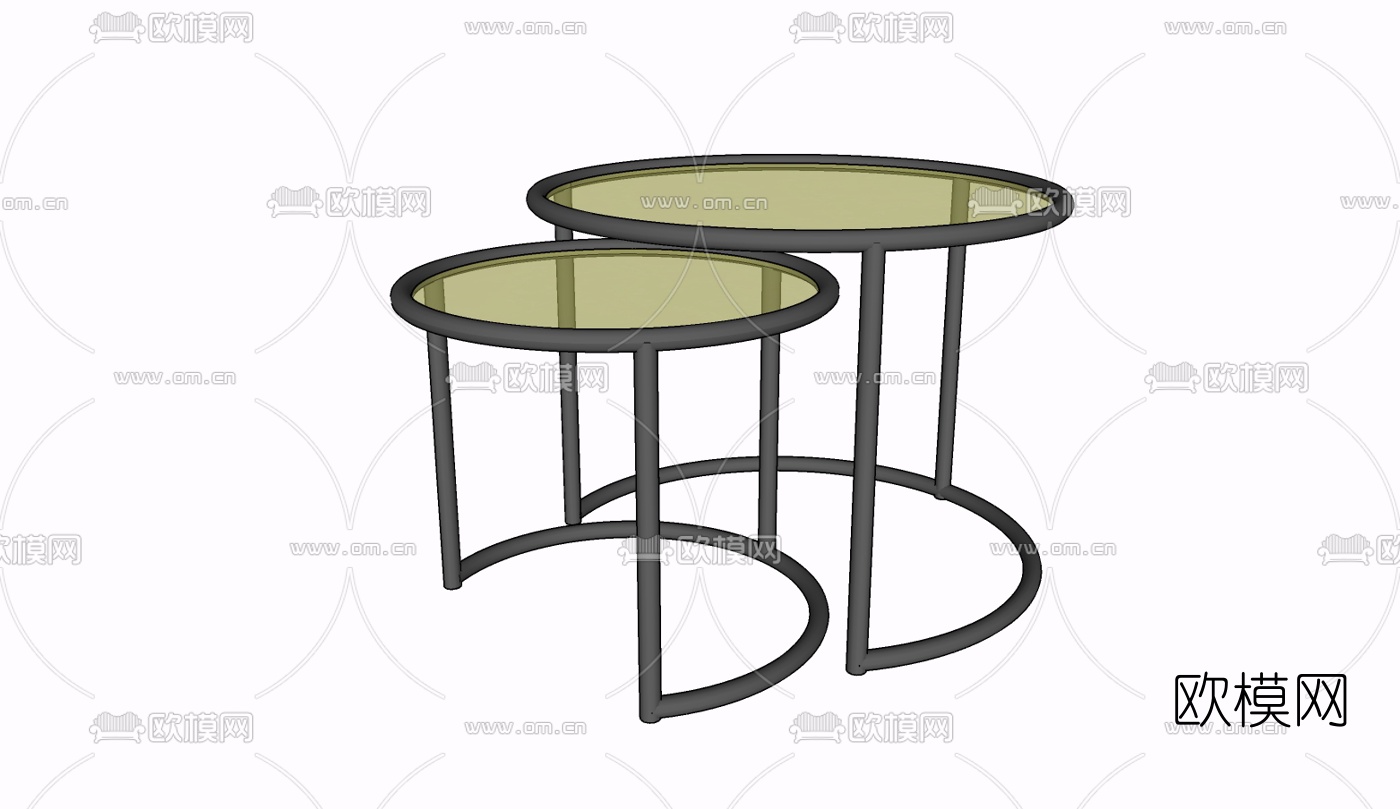 现代玻璃边几免费su模型下载